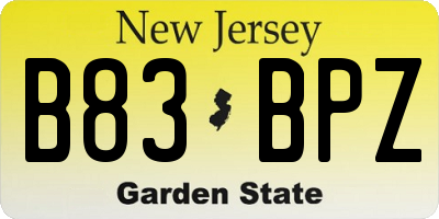 NJ license plate B83BPZ