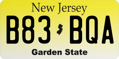 NJ license plate B83BQA