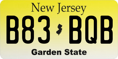 NJ license plate B83BQB
