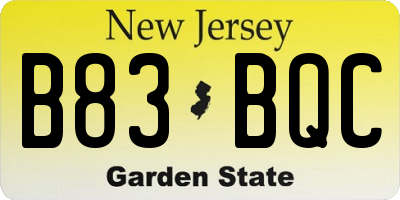 NJ license plate B83BQC