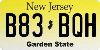 NJ license plate B83BQH
