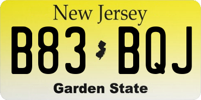 NJ license plate B83BQJ