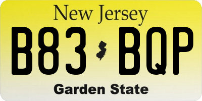 NJ license plate B83BQP
