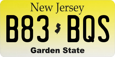 NJ license plate B83BQS