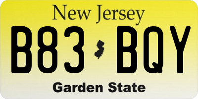 NJ license plate B83BQY