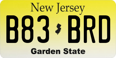 NJ license plate B83BRD