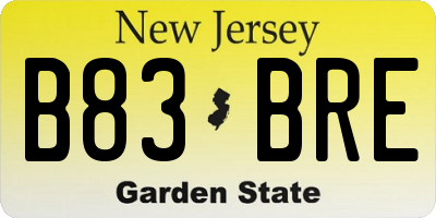 NJ license plate B83BRE