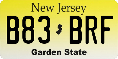NJ license plate B83BRF