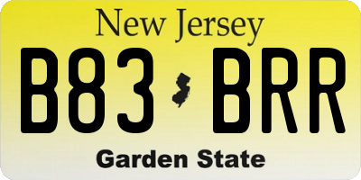 NJ license plate B83BRR