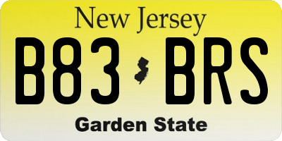 NJ license plate B83BRS