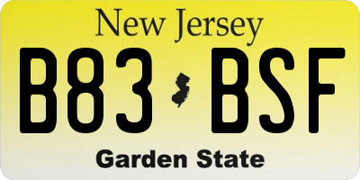 NJ license plate B83BSF