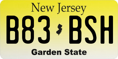 NJ license plate B83BSH
