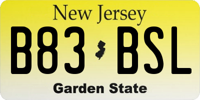 NJ license plate B83BSL
