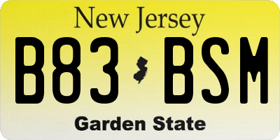 NJ license plate B83BSM
