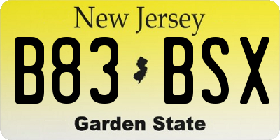 NJ license plate B83BSX