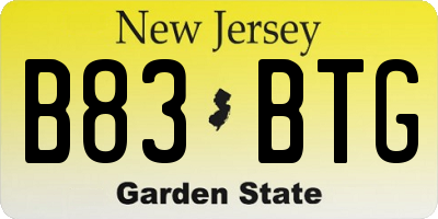 NJ license plate B83BTG