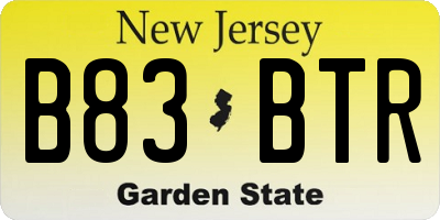 NJ license plate B83BTR