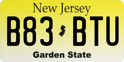 NJ license plate B83BTU