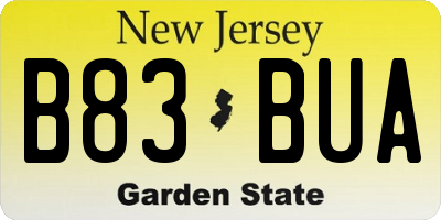 NJ license plate B83BUA