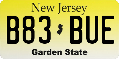 NJ license plate B83BUE