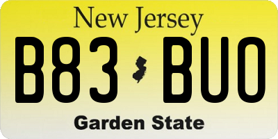 NJ license plate B83BUO