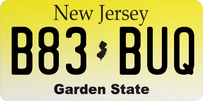 NJ license plate B83BUQ