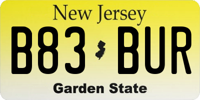 NJ license plate B83BUR