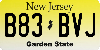 NJ license plate B83BVJ