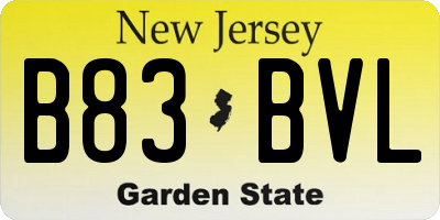 NJ license plate B83BVL