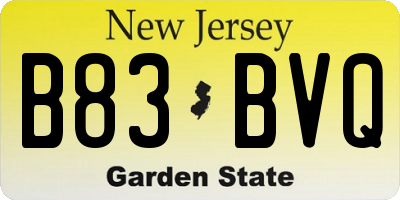 NJ license plate B83BVQ