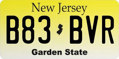 NJ license plate B83BVR