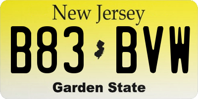 NJ license plate B83BVW