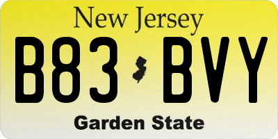 NJ license plate B83BVY