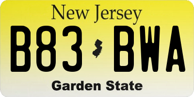 NJ license plate B83BWA