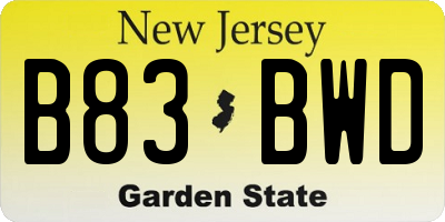 NJ license plate B83BWD