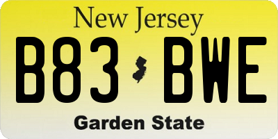 NJ license plate B83BWE