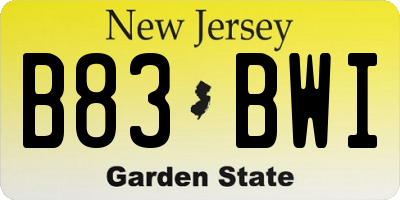 NJ license plate B83BWI