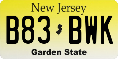 NJ license plate B83BWK