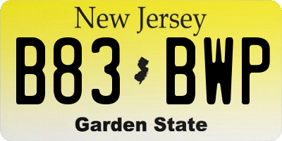 NJ license plate B83BWP