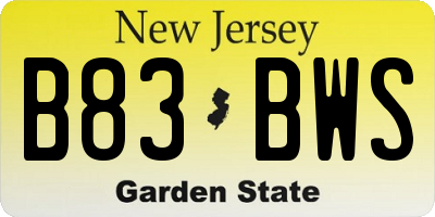 NJ license plate B83BWS