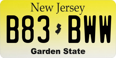 NJ license plate B83BWW