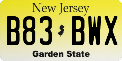 NJ license plate B83BWX