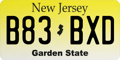 NJ license plate B83BXD