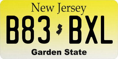 NJ license plate B83BXL