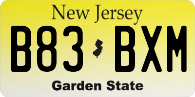 NJ license plate B83BXM