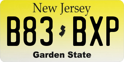 NJ license plate B83BXP