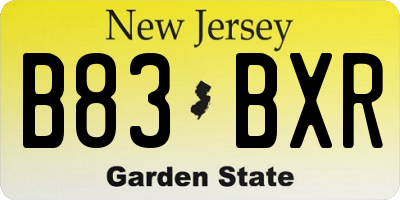 NJ license plate B83BXR