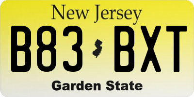 NJ license plate B83BXT