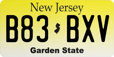 NJ license plate B83BXV