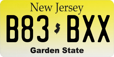 NJ license plate B83BXX